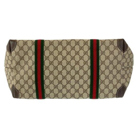 Authentic Gucci XL Travel Tote Supreme Web Canvas Boston Bag Duffle Sherry Purse - Picture 8 of 12